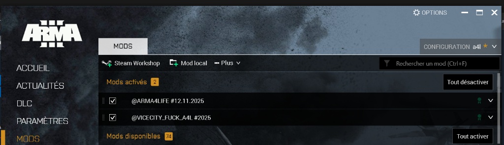 Configuration Launcher Arma 3